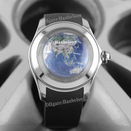 Herenhorloge Automatisch uurwerk Fisheye-glas Mooie aarde wijzerplaat Rubberen band Astronaut Transparante achtergrond Polshorloge 47 mm