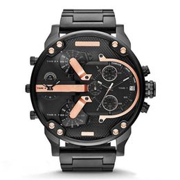 Herenhorloge Grote wijzerplaat roestvrij staal quartz met kalender Luxe militaire horloges voor heren Horloges montres pour hommes204N