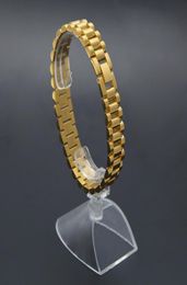 Mens Watch Link Bracelet Gold Geplaatste roestvrijstalen riem links manchet Barmels Hip Hop Jewelry Gift7099787