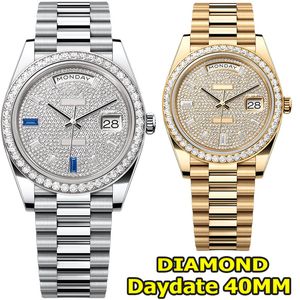 HETS Watch Luxury Designer montre 40 mm avec des diamants Machinerie automatique Mouvements de machines montres 904L en acier inoxydable Lumineux étanche saphir-bracelet saphir avecbox avecbox