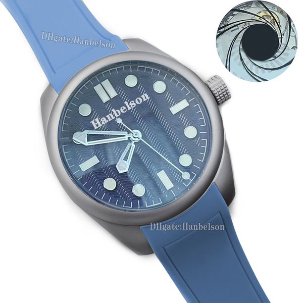 Montre Homme Nylon 42MM 2813 Mouvement Automatique Forme Ondulée Lunette Bleue Cadran Lumineux Vis Couronne Bande de Maille Bracelet en Métal Montre-Bracelet