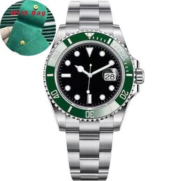 AAA -horloge met groene tas heren horloge orologi sub horloges hoogwaardige glide vergrendeling keramische bezel saffier automatische horloges ontwerper orologio uomo sub montre de luxe