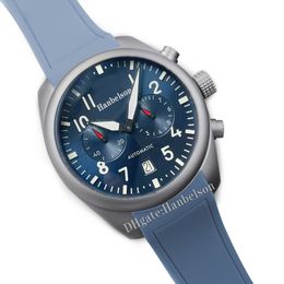 HENS Watch Power Reserve Mouvement automatique Salle Watchband Blue Digroue pliant Clasp Gentleman Wristwatch 46 mm