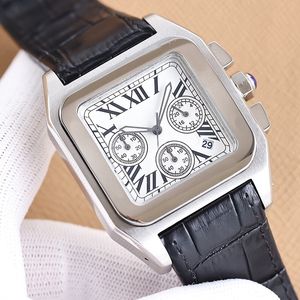 Heren Watch Quartz Movement horloges Design Sapphire Lederen polsband Waterdicht 51 mm Fashion polshorloge