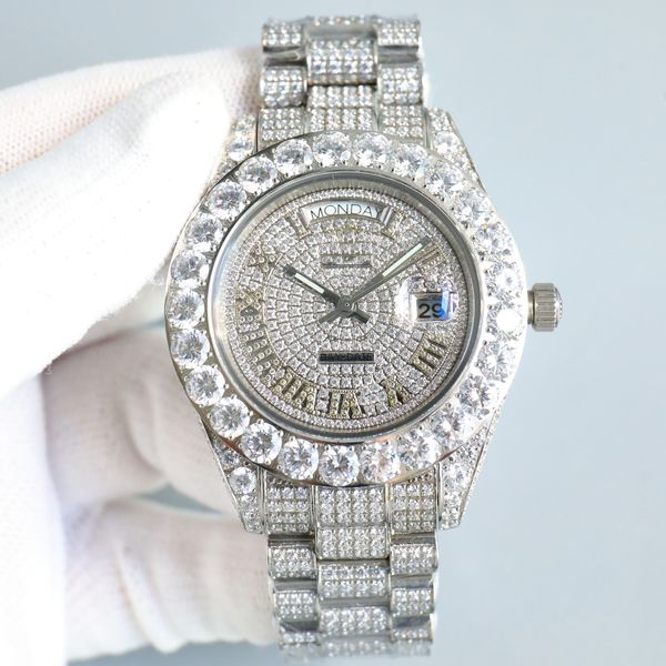 Reloj para hombre Reloj Roljex Relojes de lujo para mujer Alta calidad Incrustado con diamantes 42 mm Máquina completamente automática 904 hecha de acero resistente al agua