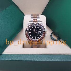 Herenhorloge Rose Goud 40mm Zwarte Wijzerplaat Keramische Bezel Azië 2813 Beweging Horloges Mannen Saffierglas Super Factory Roestvrij Stalen Armband Sport Polshorloge