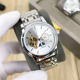Reloj para hombre Relojes mecánicos de acero inoxidable plateado Relojes casuales de moda multifunción Montre De Marque