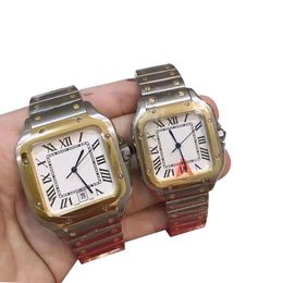 Herrenuhr, Größe 39 mm, 35 mm, quadratisch, 904L-Edelstahlarmband, automatisches mechanisches Uhrwerk, wasserabweisende Damenuhr