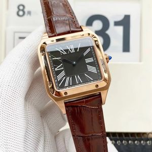 Montre carrée pour hommes, automatique, mécanique, de styliste, ceinture 31MM, Bracelet en cuir, verre saphir, étanche