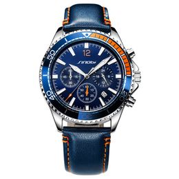 Montre pour hommes montres de haute qualité de luxe affaires étanche Quartz-batterie en cuir 44mm montre