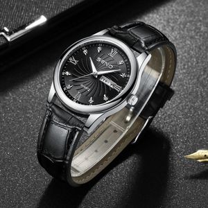 Herenhorloge horloges van hoge kwaliteit luxe zakelijk waterdicht quartz-batterij lederen 39 mm horloge