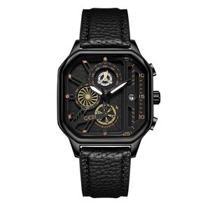 Montre de luxe pour hommes, haute qualité, étanche, batterie à quartz carrée, étanche, 43mm