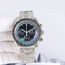 montre pour hommes avec des montres de minuterie de cadran pour les yeux panda avec des secondes affichage de la lune de lune de haute qualité.