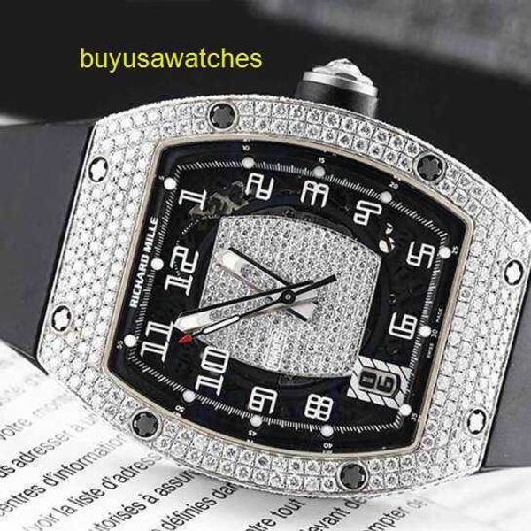Reloj para hombre Reloj para mujer RM Reloj de pulsera Rm005 Nivel de entrada Parte posterior de platino Diamantes ahuecados Rm005