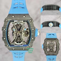 herenhorloge dameshorloges Luxe horloge van hoge kwaliteit RM53-01 blauwe wijzerplaat zwart automatisch mechanisch horloge