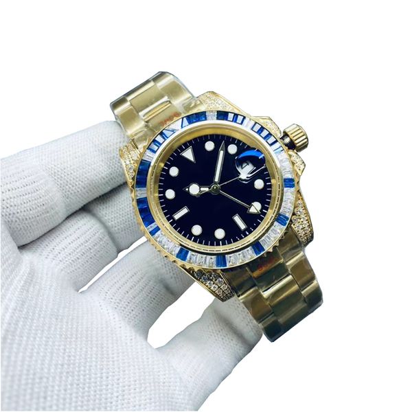 Montres pour hommes Mélanges mécaniques automatiques 40 mm 904L en acier inoxydable bleu noir céramique sapphire en verre super lumineux Montre de luxe pour les cadeaux dhgate