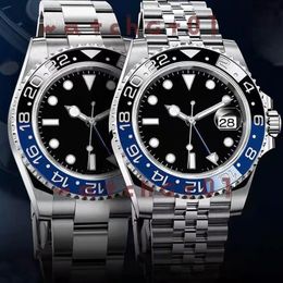 Relógios masculinos movimento mecânico automático preto moldura de cerâmica safira dial jubileu pulseira relógio luxo masculino mestre reloj283o