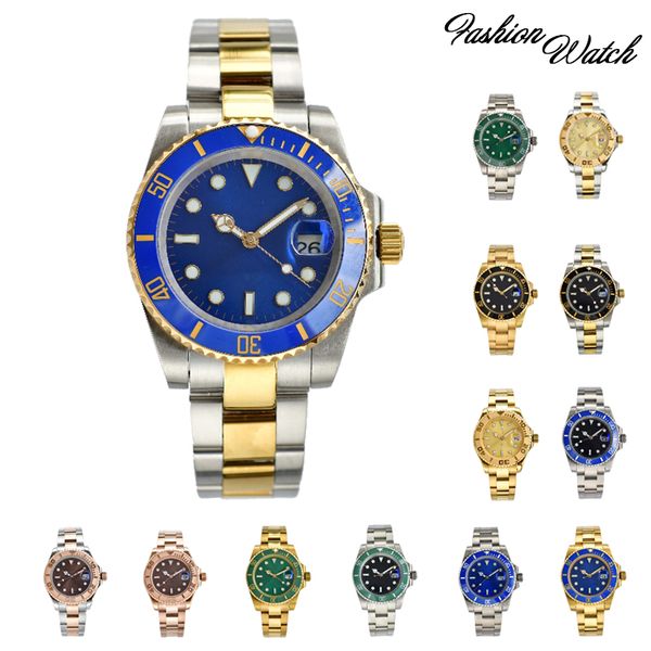 Montres pour hommes Mouvement mécanique Autocheur en acier inoxydable Fullless Areal coulissant Blue Ceramic Sapphire Montre à bracelet Super Lumineux Cadeaux multi-couleurs Jason007