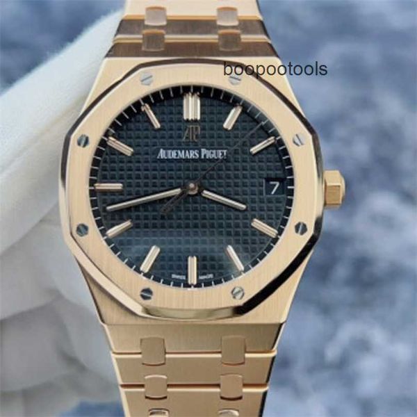 Montres pour hommes Montre automatique Audemar Pigu Mouvement mécanique en acier Montre-bracelet Royal Oak Série 15500OR Coque en or Ceinture en or Plaque noire Big Three Needle Cal SIXL