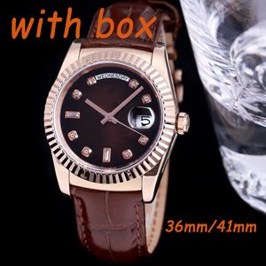 Montres pour hommes montre automatique designer montre bracelet en cuir montre de mouvement 36mm/41mm double calendrier classique bracelet en acier inoxydable montre date/jour