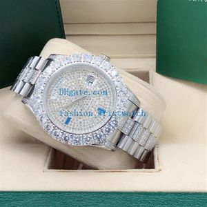 Herenhorloges Dydate 43 mm Mechanisch 228349 116300 Volledige ijs vol versus grotere diamant goud roestvrij staal automatisch mode -pols2298