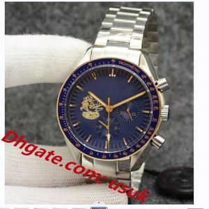 Les montres masculines Eyes on the Stars Watch Chronograph Sports Battery Power Limited Limited Two Tone Blue Dial Quartz Professional Dive Wristwat 271H