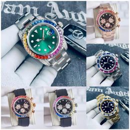 Herenhorloges voor ontwerper Luxe horloge Automatische mechanische horloges Super lichtgevend 40 mm Volledig roestvrij staal Rainbow Diamond Bezel2069