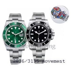 Relojes para hombre para hombres, cerámica mecánica automática, movimiento 2836/3135, 40 mm, relojes de pulsera de lujo de acero inoxidable completo, reloj luminoso de zafiro, fábrica limpia