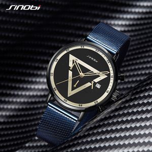 Montres pour hommes de haute qualité créative triangle inversé montre en maille d'acier multi-fonctionnelle petite montre à trois aiguilles cadeaux de luxe a2