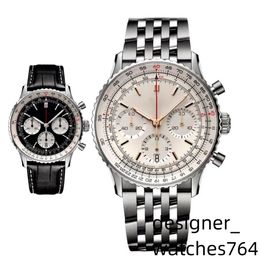 Mens horloges hoogwaardige luxe ontwerper horloges Menwatch Aerial Timer Business Orologio 43mm kwarts horloge roestvrijstalen riem relojes Montre de luxe relogios