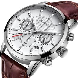 Herren Uhren LIGE Top Marke Leder Chronograph Wasserdicht Sport Automatische Datum Quarzuhr Für Männer Relogio Masculino 220526257r