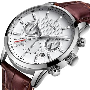 Montres pour hommes LIGE Top marque en cuir chronographe étanche Sport automatique Date montre à Quartz pour hommes Relogio Masculino 220623