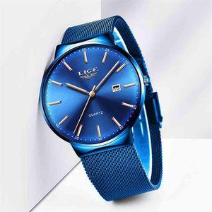 Herenhorloges Luik Topmerk Luxe Blauw Waterdicht Horloges Ultradunne Datum Eenvoudig Casual Quartz Horloge voor Mannen Sportklok Q240y