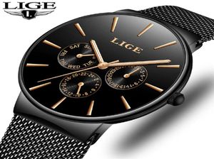 Horaire pour hommes Lige Top Brand Luxury Imperposez Ultra Thin Date Horloge en acier mâle STRAP CASSOCHIN