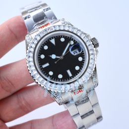 Relojes de hombre de lujo Diamond Watch Mecánico automático de 41 mm de acero inoxidable Watch impermeable para agua luminosa Muñeca de pulsera Montre de Luxe