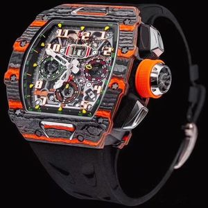 Heren horloges Mechanisch horloge chronograaf polshorloge rubberen riem lumineuze wijzerplaat polshorloges waterdichte vouwbespit rijden fas268v