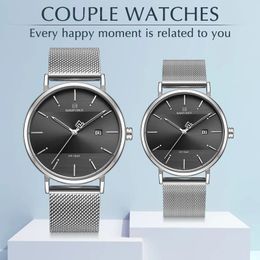 Mensificación para hombres Marca de lujo Quartz Simple Men Set Women Watch Wating Waterpriendo a la pareja Relogio Relogio Masculino 240318