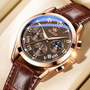 Relojes para hombre OLEVS, marca superior, reloj de cuarzo informal de cuero de lujo, reloj deportivo resistente al agua para hombre, reloj Masculino