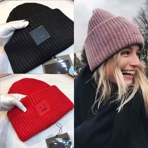 Luxe beanie mannen vrouwen Studios Glimlach Gezicht Hoed wollen muts warme winter mode schedel cap motorkap hatslLwH #