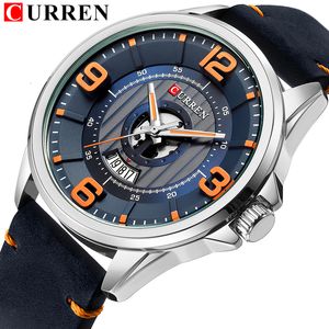 Mens Horloges Topmerk Curren Lederen Horloge Analoge Leger Militaire Quartz Tijd Man Waterdichte Klok Mode Relojes Hombre V191116