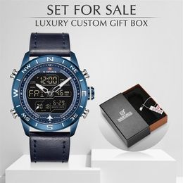 Relógios masculinos de marca superior NAVIFORCE moda esporte relógio masculino relógio de quartzo à prova d'água relógio de pulso militar com caixa definida para 298i