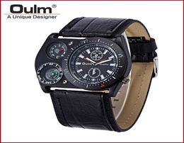 Mens kijkt naar topmerk oulm mode lederen riem Russisch leger grote wijzerplaat japan movt quartz horloge montre homme de marque sport wri1984150