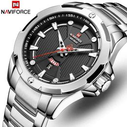 Mens Watches Top Luxury Brand NAVIFORCE Analog Watch Men Stainless Steel Waterproof Quartz Wristwatch Date Relogio Masculino 210407