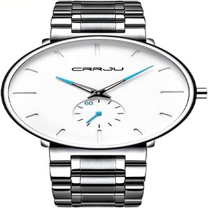 Herenhorloges Ultradunne minimalistische waterdichte-mode pols horloge voor mannen unisex-jurk met roestvrijstalen bandzwarte handen178a
