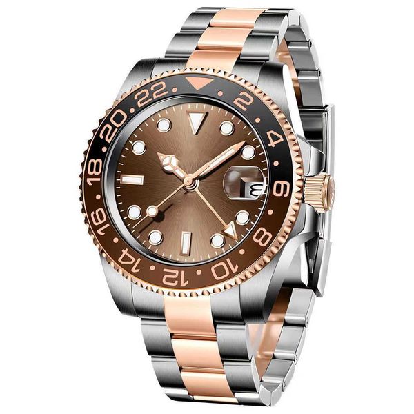 Mens Watchsc Reloj mecánico automático 41 mm Nueva innovación con corona inferior derecha con anillo de letras de dos tonos verde y negro Escala de cerámica L1