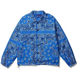 Hip Hop Hop Bandana Paisley Paisley Motif Bombardier Vestes Windbreaker Harajuku Streetwear Automne Casual Coats Tops Vêtements 211013