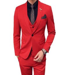 Cosses de mariage pour hommes 2019 Red Suits Mens Oranje Pak Heren Royal Blue Party DJ Costume Terno Slim Fit White Tuxedo4926269