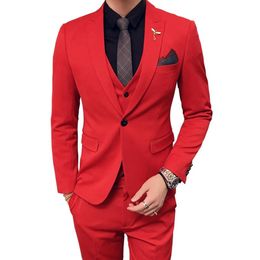 Costumes de mariage pour hommes 2019 Costumes rouges Hommes Oranje Pak Heren Costume de scène DJ bleu royal Terno Slim Fit White Tuxedo2307