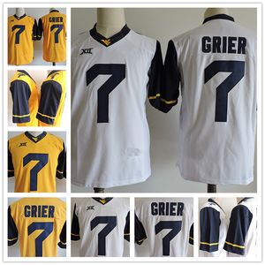 Heren Dames Kinderen West Virginia Mountaineers 7 Will Grier Limited Jersey Goud Geel Wit Marineblauw Gestikt Volwassen College Voetbalshirts