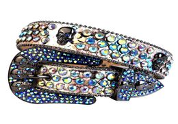 Heren Western Cowboy Belt Bling Crystal Rhinestone Belt met camo Snake lederen schedel onderzochte taille riem grote maat unisex Fashion 4136274